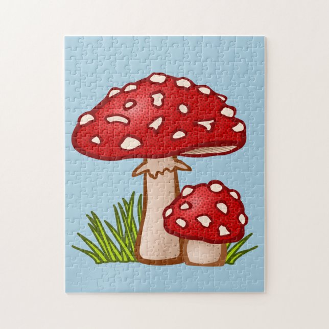 MUSHROOMS COLORFUL RED JIGSAW PUZZLE PUSSEL (Vertikal)