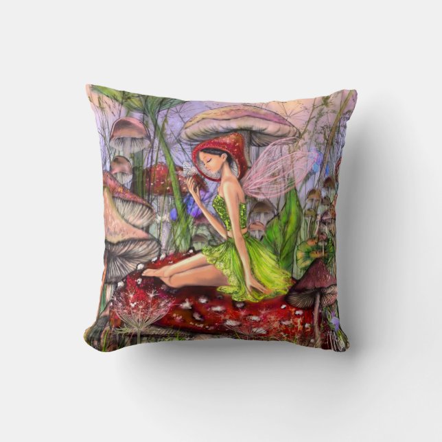 Mushrooms Fantasy Throw Pillow Kudde (Framsida)