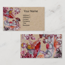 MUSHROOMS Red White Blommigt Fantasy Kraft Visitkort