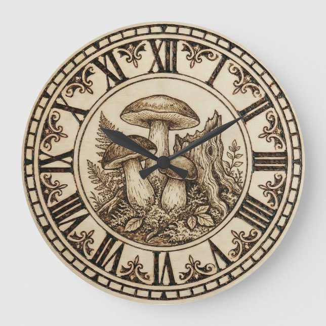 Mushrooms - Wall Clock Stor Klocka (Framsida)