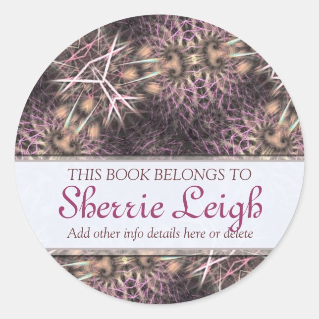 Mushrumia Fractalals Bookplate-etikett Runt Klistermärke (Framsida)