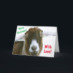 Mushy Romantic Goat jul Helgkort<br><div class="desc">Julkort i Cute och roligt med en romantisk get med kärlek i öga! Anpassa meddelanden och njut av dem. Tack så mycket för tittar! Photo ©Christine Greenspan</div>