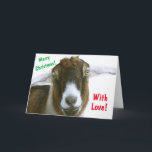 Mushy Romantic Goat jul Helgkort<br><div class="desc">Julkort i Cute och roligt med en romantisk get med kärlek i öga! Anpassa meddelanden och njut av dem. Tack så mycket för tittar! Photo ©Christine Greenspan</div>