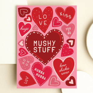 Mushy Saker med Hearts Funny Valentine Day Card Kort