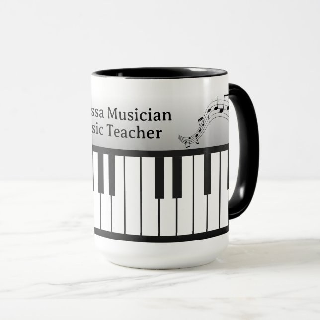 Musi-Cats Piano Keyboard - Customize Name & Title Mugg (Framsida höger)