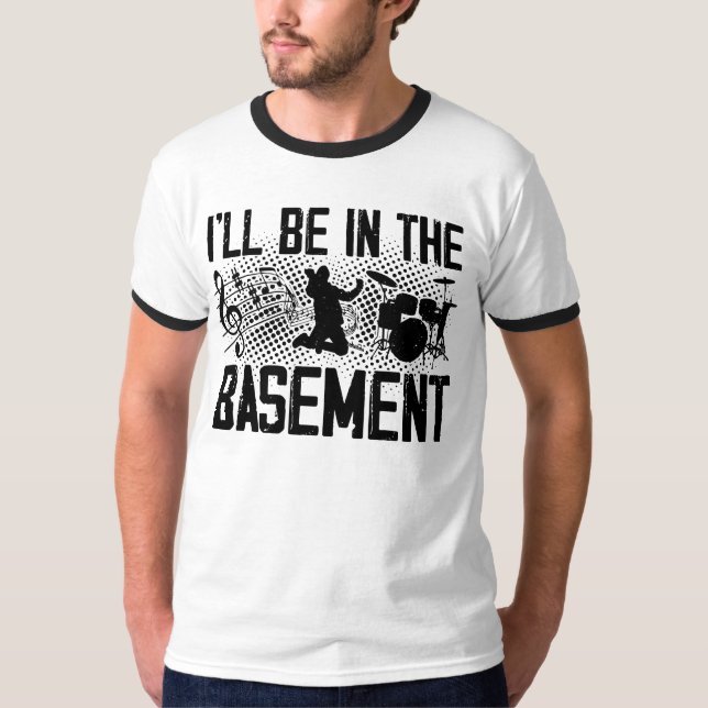 Music Älskare Basement Drummer T-Shirt (Framsida)