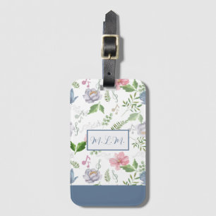 Music Älskare Blue Rosa Elegant Blommigt Watercolo Bagagebricka