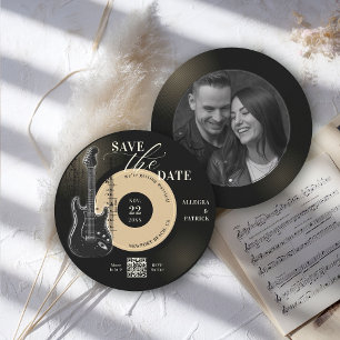 Music Älskare Bröllop spara datum Vintage Ecru QR Datumet