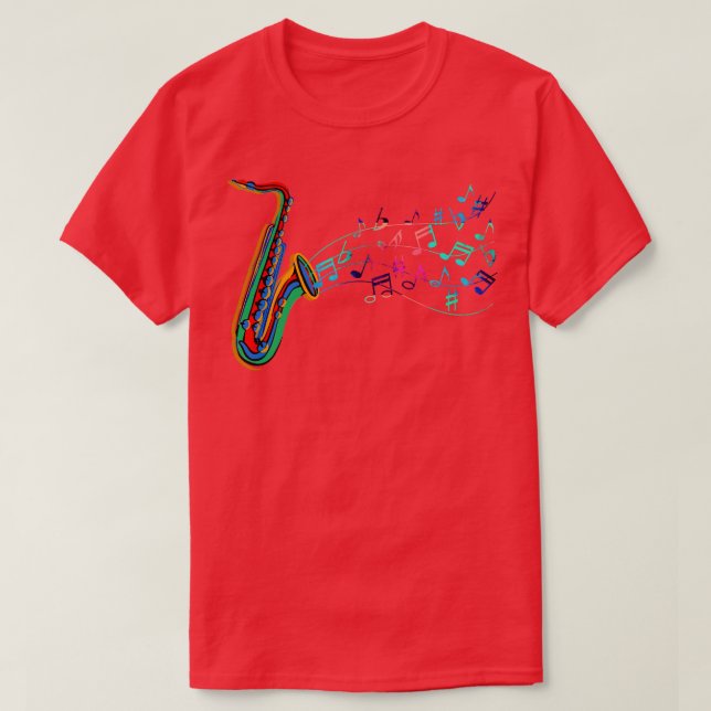 Music Älskare Colorful Saxophone T Shirt (Design framsida)