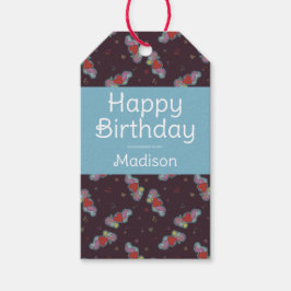 Music Älskare Doodles Theme Födelsedagsfest Blue Presentetikett