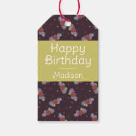 Music Älskare Doodles Theme Födelsedagsfest Gult Presentetikett