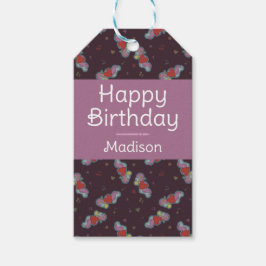 Music Älskare Doodles Theme Födelsedagsfest Rosa Presentetikett