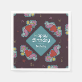 Music Älskare Doodles Theme Födelsedagsfest Teal Pappersservett