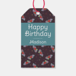 Music Älskare Doodles Theme Födelsedagsfest Teal Presentetikett