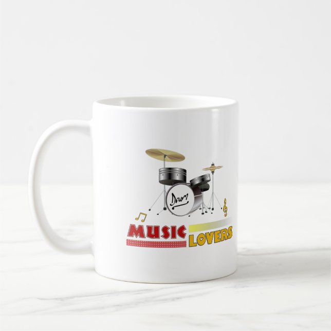 Music Älskare Drums Ord Art Design Kaffemugg (Vänster)