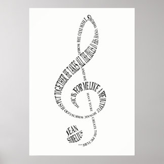 Music Älskare Gift Poster - Treble Clef Ord Art
