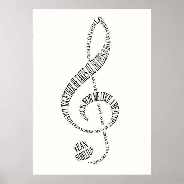 Music Älskare Gift Poster - Treble Clef Ord Art (Framsidan)