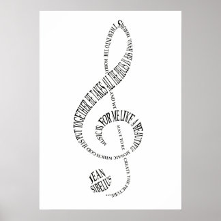 Music Älskare Gift Poster - Treble Clef Ord Art