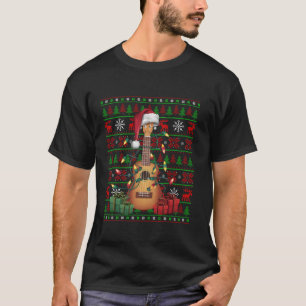 Music Älskare Julafton Ljus Ugly Musical Ukulele C T Shirt