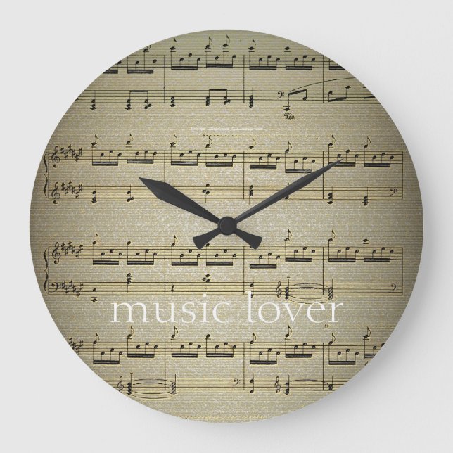 Music Älskare Large Wall Clock Stor Klocka (Framsida)