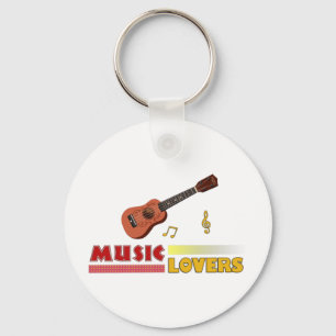 Music Älskare Musical Instrument Ukulele Ord Art Nyckelring