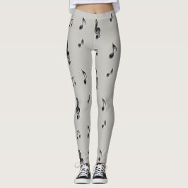 Music Älskare Musical Note Black och Grått Leggings