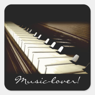 MUSIC-ÄLSKARE Piano-nycklar Stickers Fyrkantigt Klistermärke