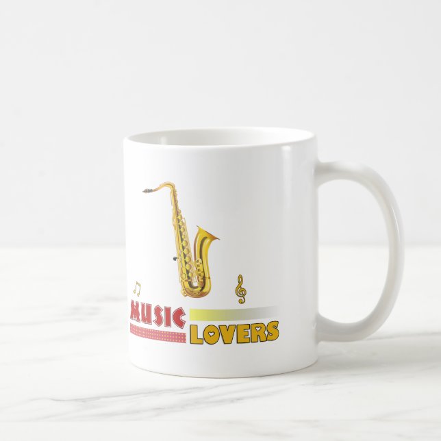 Music Älskare Saxophone Ord Art Kaffemugg (Höger)