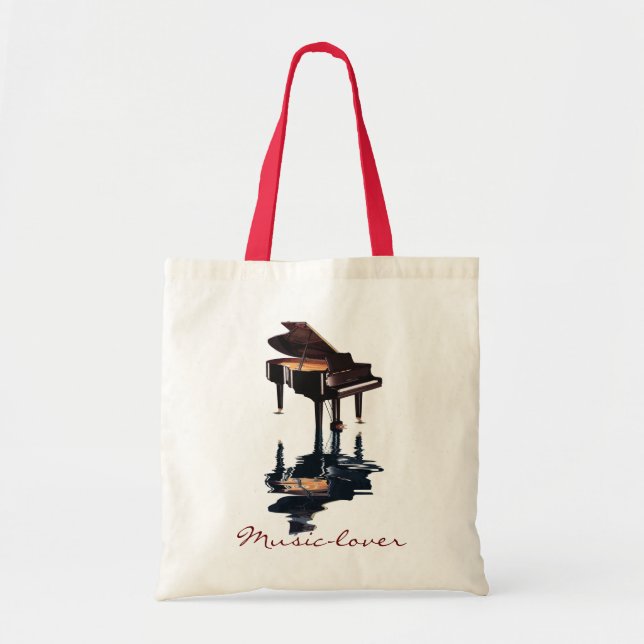 MUSIC-ÄLSKARE Theme Grand Piano Gift Tote Tygkasse (Framsidan)