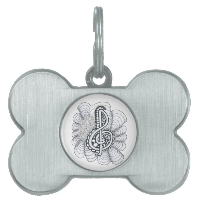Music Älskare Treble Clef Design Namnbricka Husdjur (Framsidan)
