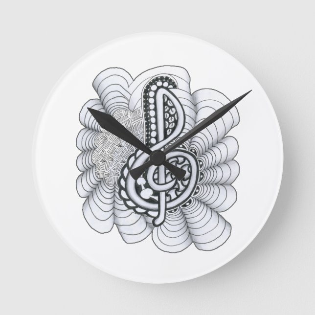 Music Älskare Treble Clef Design Rund Klocka (Framsida)