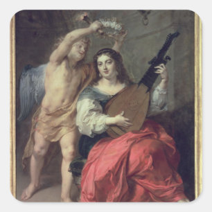Music and Kärlek, 1652 Fyrkantigt Klistermärke