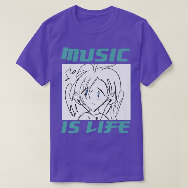 Music är Life Anime T Shirt (Design framsida)