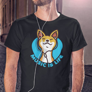 Music är Life Tecknad Basenji T Shirt
