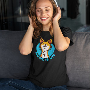 Music är Life Tecknad Basenji T Shirt