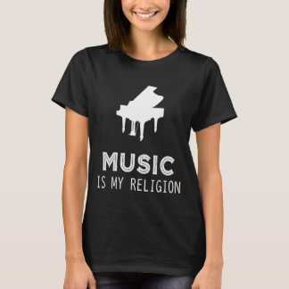 Music är min religion Piano Hoodie Långärmad Swea T Shirt