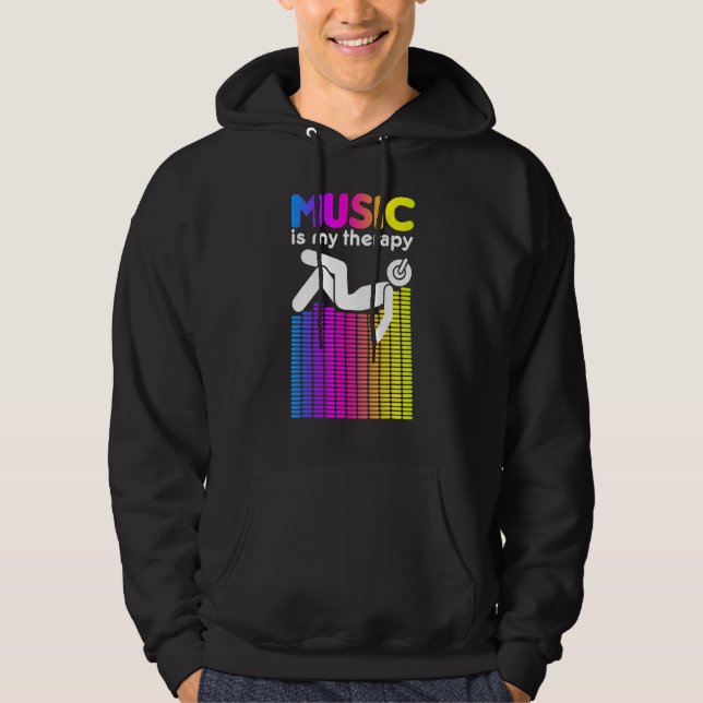 Music är min Therapy Equalizer Dj Rainbow Ljud Eng Hoodie (Framsida)