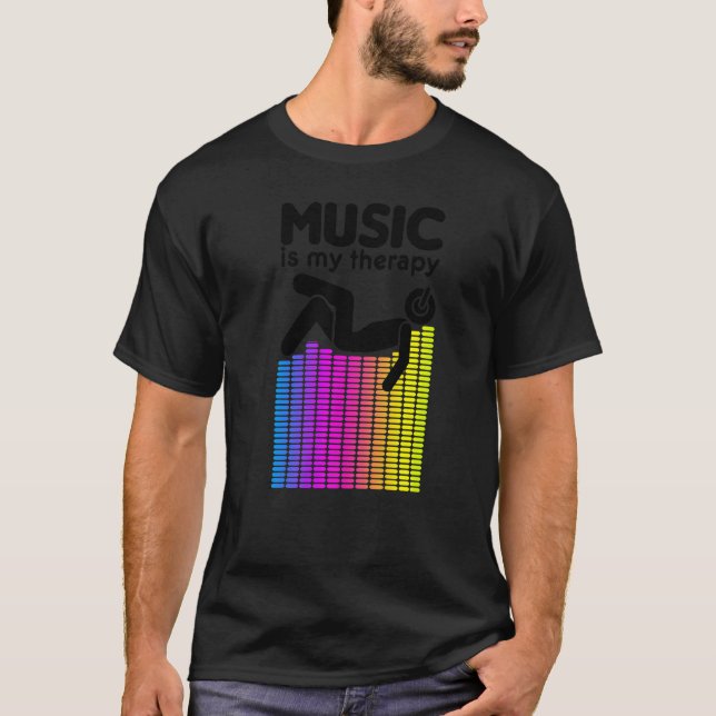 Music är min Therapy Equalizer Dj Rainbow Ljud Eng T Shirt (Framsida)