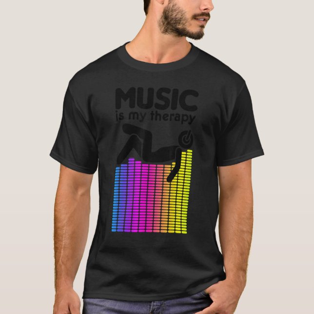 Music är min Therapy Equalizer Dj Rainbow Ljud Eng T Shirt (Framsida)