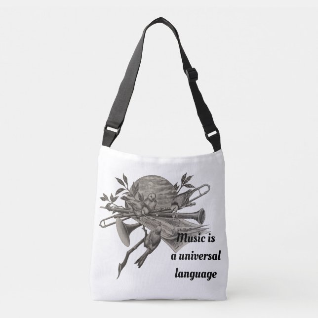 Music är Universal Vintage Band Instrument Musical Axelväska (Framsida)