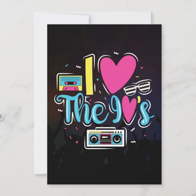 Music Art 90s Retro Cassette Party Tack Kort (Framsida)
