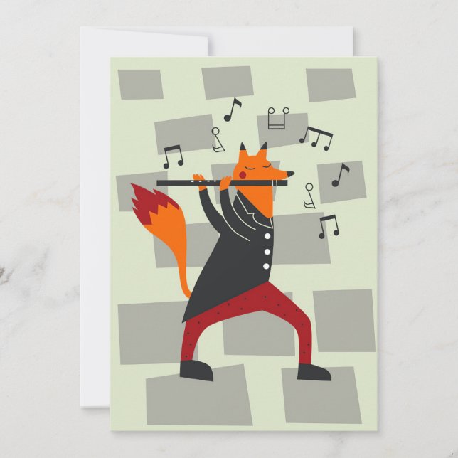 Music Art A Fox och Flute Spara Datumet (Framsida)