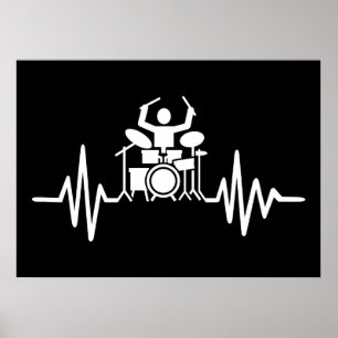 Music Art Drummer Heartslag Poster
