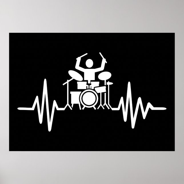 Music Art Drummer Heartslag Poster (Framsidan)