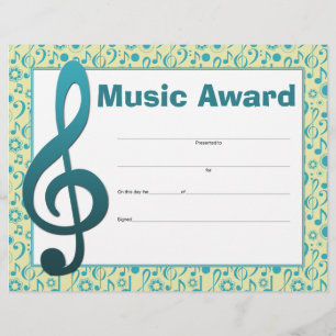 Music Award Studio Teacher Student certifikat