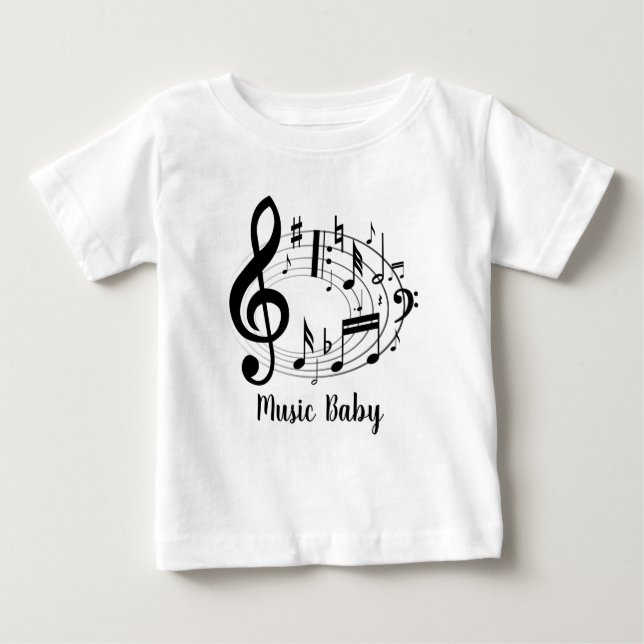 Music Baby Musik noter i Oval Shape T Shirt (Framsida)