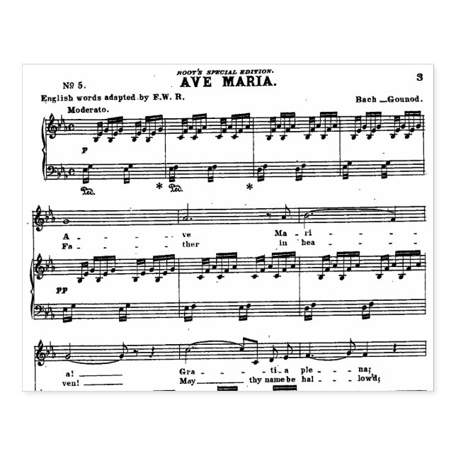 Music Bach Gounod Ave Maria Vocal Stämpel (Tryck)