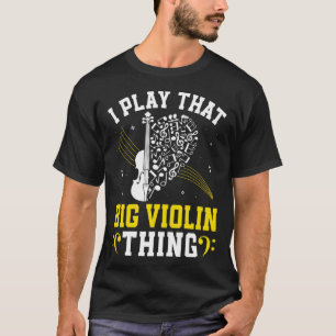Music BAssijag spelar den stora Violin Sak Dubbla T Shirt