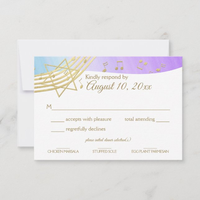 Music Bat mitzvah Guld Response OSA Kort (Framsida)