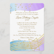 Music Bat mitzvah Watercolor och Guld